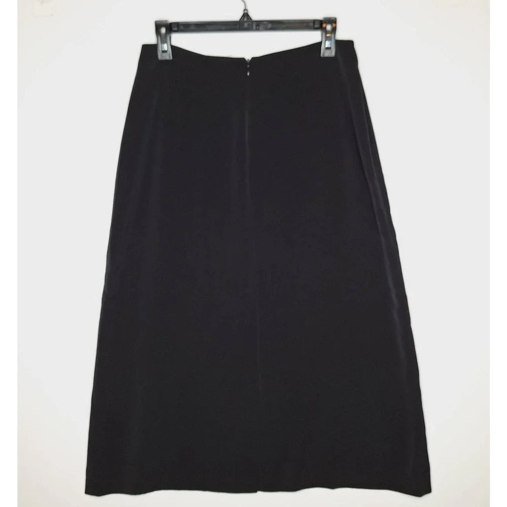 Philippe Adec Paris Black A-line Midi Skirt Career US 8 FR 42 Front Slit Capsule